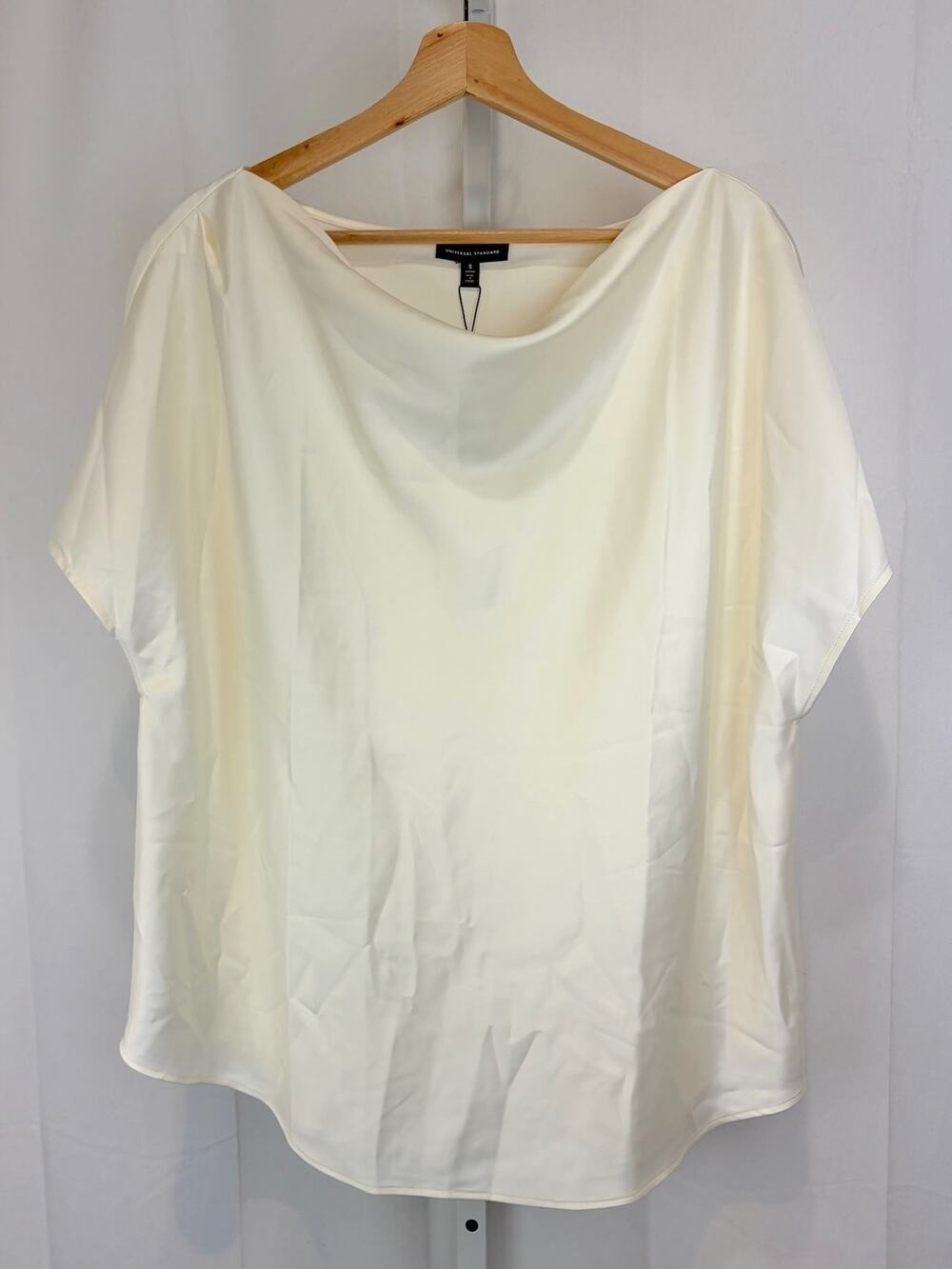 NWT UNIVERSAL STANDARD Viva Boat Neck Top Short Sleeve Blouse Cream Size XL 1X S